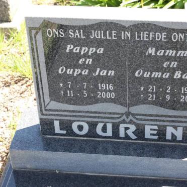 LOURENS Jan 1916-2000 &amp; Baby 1929-2001