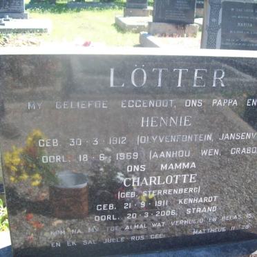 LÖTTER Hennie 1912-1969 &amp; Charlotte STERRENBERG 1911-2006