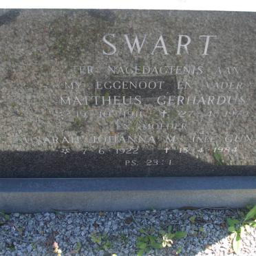 SWART Mattheus Gerhardus 1911-1979 :: GUNTER Susarah Johanna M. 1922-1984