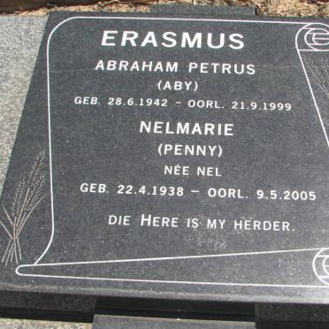 ERASMUS Abraham Petrus 1942-1999 &amp; Nelmarie NEL 1938-2005