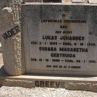 GREEVE Lukas Johannes 1869-1950 &amp; Susara Magaretha Gertruida 1869-1951