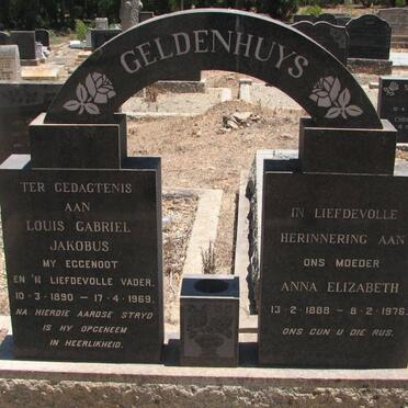 GELDENHUYS Louis Gabriel Jakobus 1890-1969 &amp; Anna Elizabeth 1888-1976