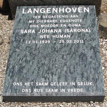 LANGENHOVEN Sara Johanna nee HUMAN 1929-2011