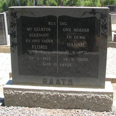 RAATS Floris 1905-1973 &amp; Hannie 1905-2000