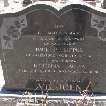 VILJOEN Paul Philippus 1900-1956 &amp; Hendrina Jacoba GREEVE 1903-1971