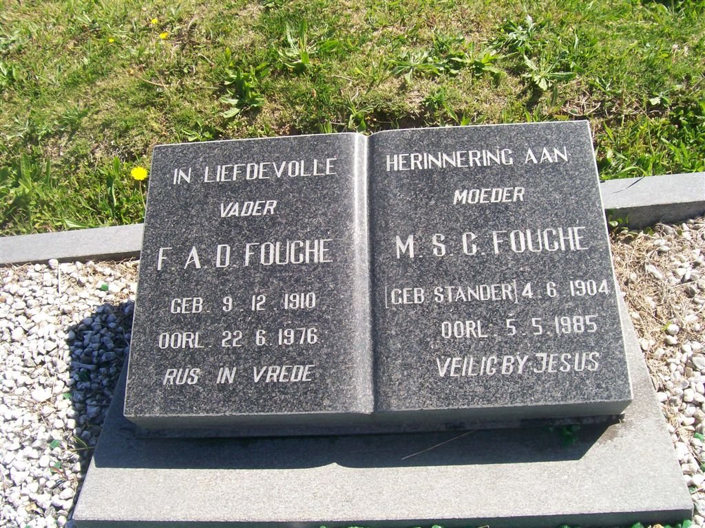 FOUCHE F.A.D 1910-1976 &amp; M.S.C. STANDER 1904-1985