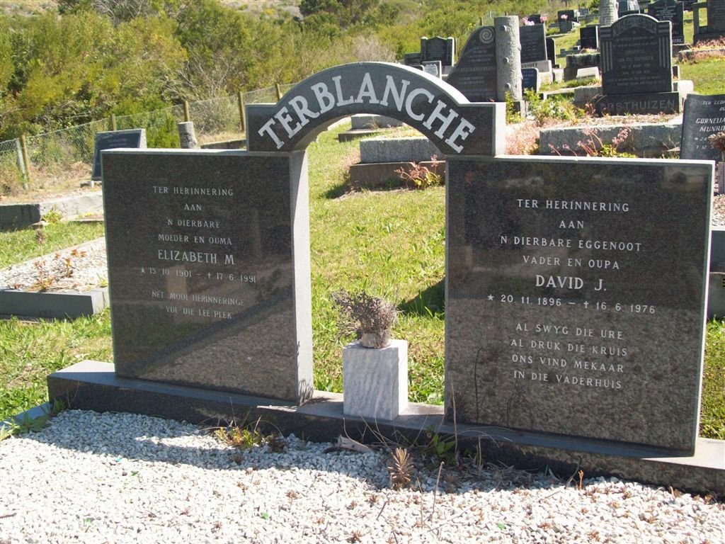 TERBLANCHE David J. 1896-1976 &amp; Elizabeth M. 1901-1991