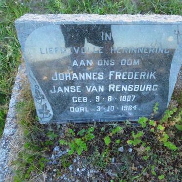 RENSBURG Johannes Frederik, Janse van 1887-1964
