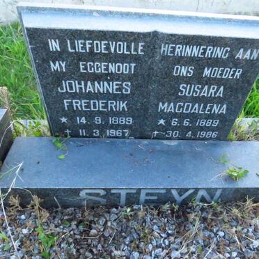 STEYN Johannes Frederik 1889-1967 &amp; Susara Magdalena 1889-1986