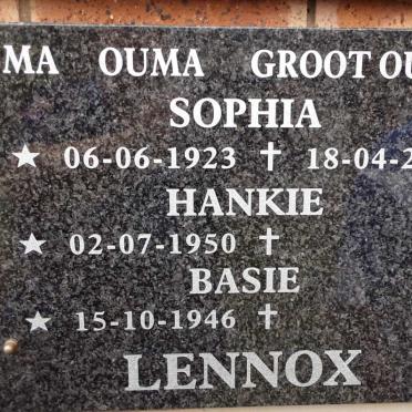 LENNOX Sophia 1923-2019 :: LENNOX Hankie 1950- :: LENNOX Basie 1946-