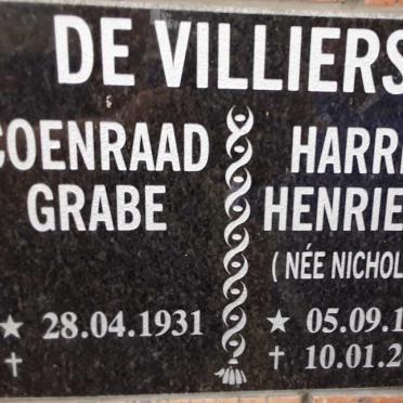 VILLIERS Coenraad Grabe, de 1931- &amp; Harriet Henrietta NICHOLSON 2030-2019