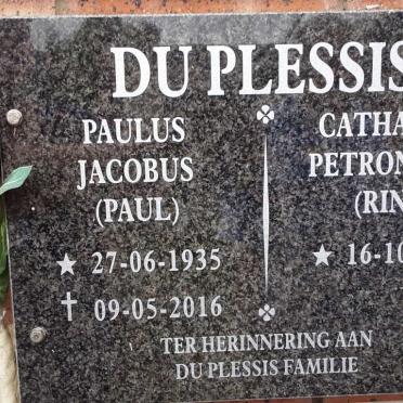 PLESSIS Paulus Jacobus, du 1935-2016 &amp; Catharina Petronella 1938-