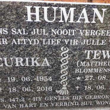 HUMAN Mattheus van Blommenstein 1945-2016 &amp; Eurika 1954-2016