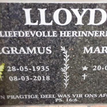 LLOYD Pegramus 1935-2018 &amp; Mariann 1937-