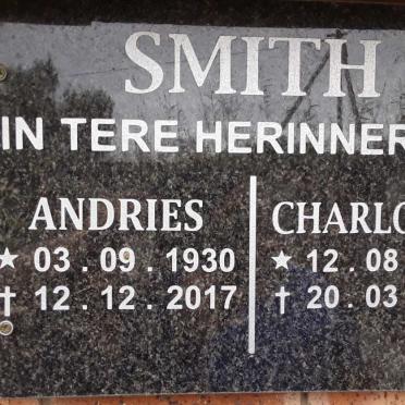 SMITH Andries 1930-2017 &amp; Charlotta 1927-2014