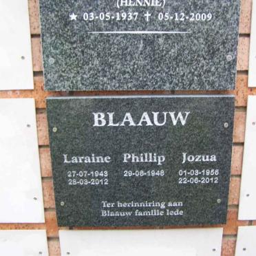 BLAAUW Laraine 1943-2012 :: BLAAUW Phillip 1948- :: BLAAUW Jozua 1956-2012