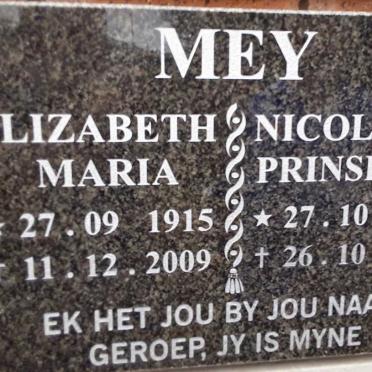 MEY Nicolaas Prinsloo 1924-2016 &amp; Elizabeth Maria 1915-2009