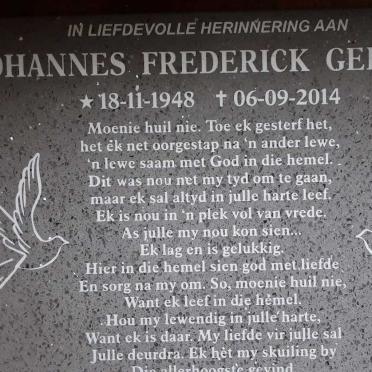 GERBER Johannes Frederick 1948-2014