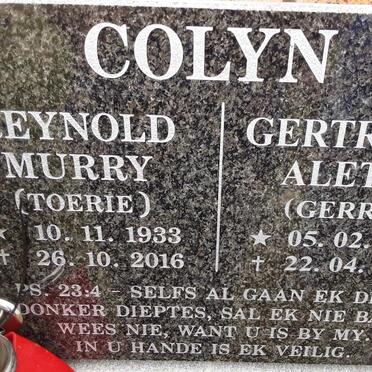 COLYN Reynold Murry 1933-2016 &amp; Gertruida Aletta 1939-2017