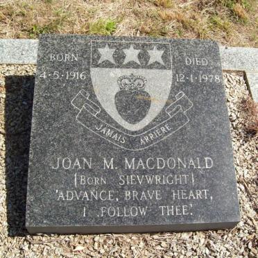 MACDONALD Joan M. nee SIEVWRIGHT 1916-1978