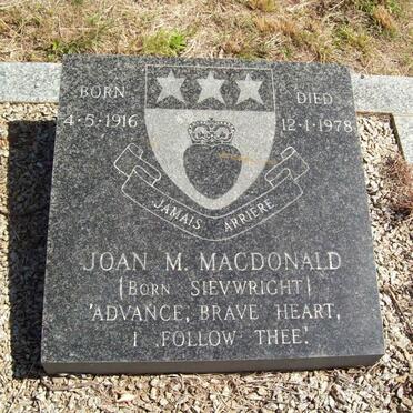 MACDONALD Joan M. nee SIEVWRIGHT 1916-1978
