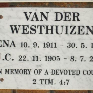 WESTHUIZEN J.C., van der 1905-2003 &amp; Ena 1911-1996