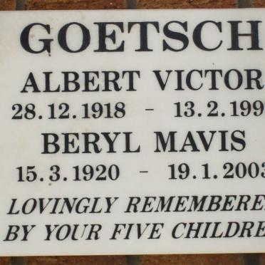 GOETSCH Albert Victor 1918-1991 &amp; Beryl Mavis 1920-2003