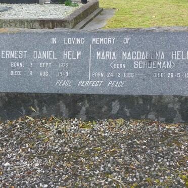 HELM Ernest Daniel 1872-1940 &amp; Maria Magdalena SCHOEMAN 1886-1972
