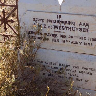 WESTHUYSEN A.M.E., van der nee OLIVIER 1830-1898