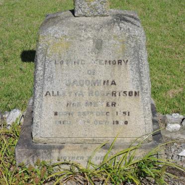 ROBERTSON Jacomina Alletta nee MEYER 1851-1920