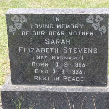 STEVENS Sarah Elizabeth nee BARNARD 1885-1935