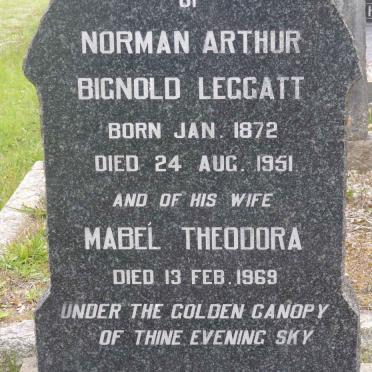 LEGGATT Norman Arthur Bignold 1872-1951 &amp; Mabel Theodora -1969