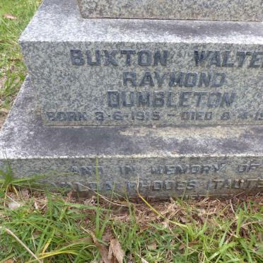 DUMBLETON Buxton Walter Raymond 1915-1985 &amp; Valda Rhodes TAUTE 1906-1982