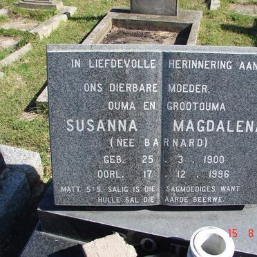 BOTHA Susanna Magdalena nee BARNARD 1900-1996