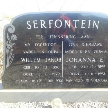 SERFONTEIN Willem Jakob 1896-1972 &amp; Johanna E. 1899-1993