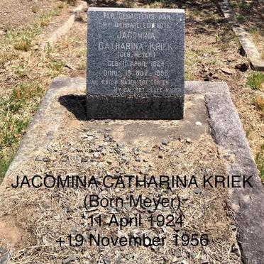 KRIEK Jacomina Catharina nee MEYER 1924-1956