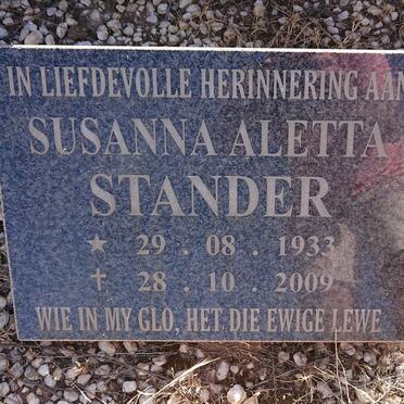 STANDER Susanna Aletta 1933-2009