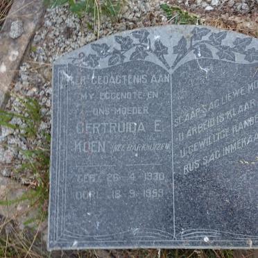 KOEN Gertruida E. nee BARKHUIZEN 1930-1959