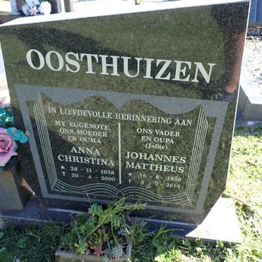 OOSTHUIZEN Johannes Mattheus 1938-2014 & Anna Christina 1938-2000