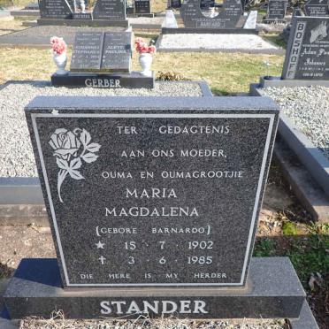 STANDER Maria Magdalena nee BARNARDO 1902-1985