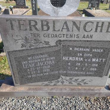 TERBLANCHE Hendrik v.d. Watt 1916-1999 & Leah Jacoba 1919-1991