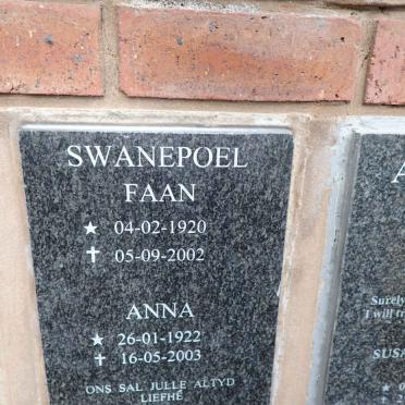 SWANEPOEL Faan 1920-2002 & Anna 1922-2003