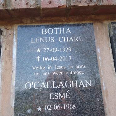 BOTHA Lenus Charl 1929-2013 :: O'CALLAGHAN Esme 1968-2009