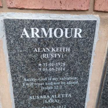 ARMOUR Alan Keith 1928-2014 & Susara Aletta 1932-2019