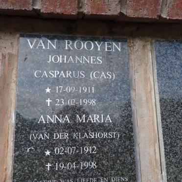 ROOYEN Johannes Casparus, van 1911-1998 & Anna Maria VAN DER KLASHORST 1912-1998