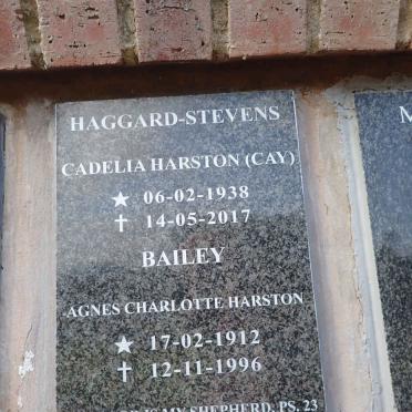 BAILEY Agnes Charlotte Harston 1912-1996 :: HAGGARD-STEVENS Cadelia Harston nee BAILEY 1938-2017 