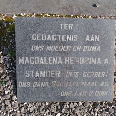 STANDER Magdalena Hendrina A. nee GERBER