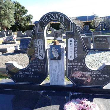 FRANKEN Coenrad Johannes 1923-1987 & Bettie 1922-2019
