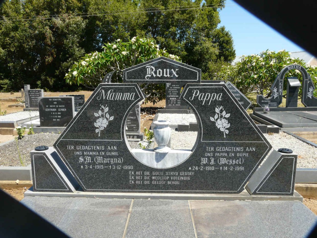 ROUX W.J. 1910-1991 &amp; S.M. 1915-1990