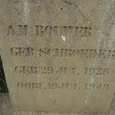 BOUWER A.M. nee SCHROEDER 1926-1949